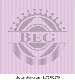 Beg realistic pink emblem
