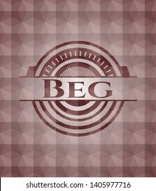 Beg red seamless geometric emblem.