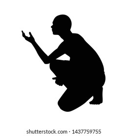 Beggar boy silhouette vector on white background