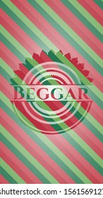 Beggar christmas emblem background. Vector Illustration. Detailed.