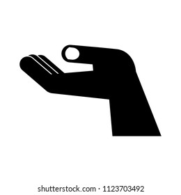 Beggar hand. Flat vector cartoon illustration. Objects isolated on a white background.