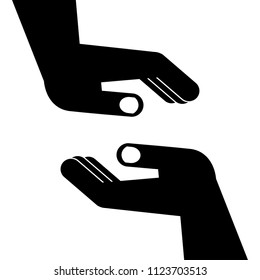 Beggar hand. Flat vector cartoon illustration. Objects isolated on a white background.