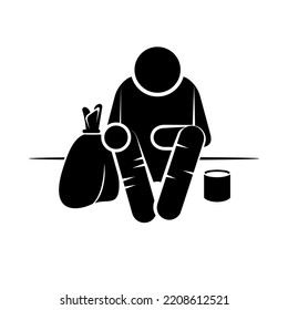 Beggar Icon. Homeless People Symbol. Design Element, Presentation, Website or Apps  - Vector.