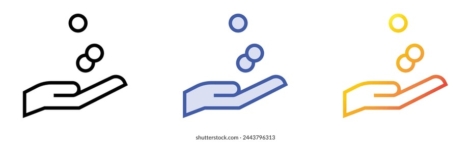 icono de mendigo. Diseño de estilo de relleno lineal, azul y degradado aislado sobre fondo blanco