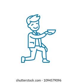 Beggar linear icon concept. Beggar line vector sign, symbol, illustration.