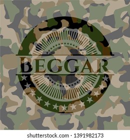 Beggar on camo pattern. Vector Illustration. Detailed.