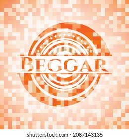 Emblema de mosaico de color naranja mendigo. Ilustración vectorial. Detallado. 