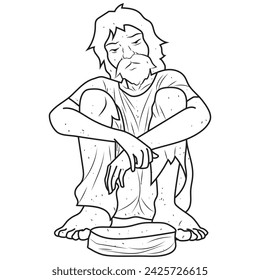 A beggar  in outline and vector format.