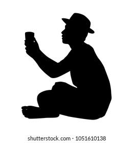 Beggar silhouette vector
