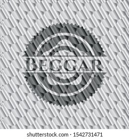 Beggar silver badge. Scales pattern. Vector Illustration. Detailed.