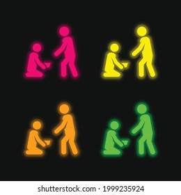 Begging four color glowing neon vector icon