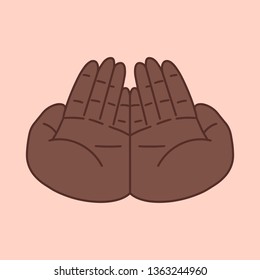 Begging gesturing. Islam Muslim praying hands. Isolated vector illustration - Vector EPS