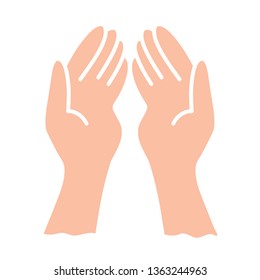 Begging gesturing. Islam Muslim praying hands. Isolated vector illustration - Vector EPS