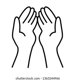 Begging gesturing. Islam Muslim praying hands. Isolated vector illustration - Vector EPS