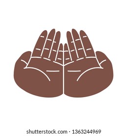 Begging gesturing. Islam Muslim praying hands. Isolated vector illustration - Vector EPS