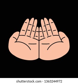 Begging gesturing. Islam Muslim praying hands. Isolated vector illustration - Vector EPS