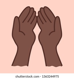 Begging gesturing. Islam Muslim praying hands. Isolated vector illustration - Vector EPS