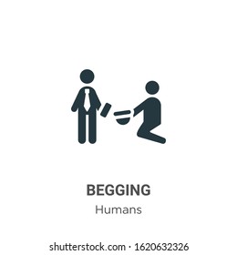 Begging glyph icon vector on white background. Flat vector begging icon symbol sign from modern humans collection for mobile concept and web apps design.