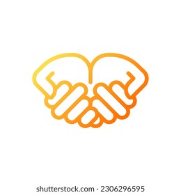 Begging hands pixel perfect gradient linear vector icon. Asking for help. Body language. Communication. Thin line color symbol. Modern style pictogram. Vector isolated outline drawing