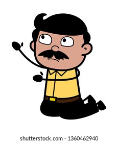 Begging - Indian Cartoon Man Father Vector Illustration