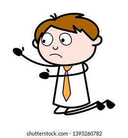 Begging - Office Salesman Employee Cartoon Vector Illustration﻿