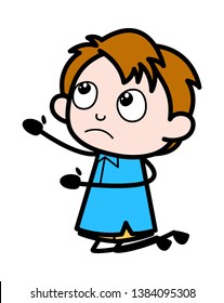 Begging - School Boy Cartoon Character Vector Illustration