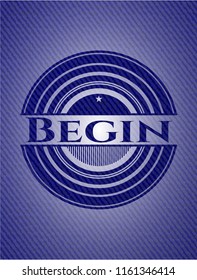 Begin badge with denim background