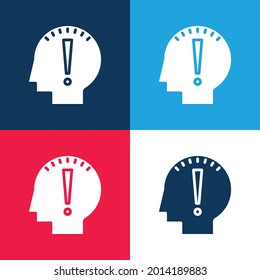 Comenzar azul y rojo cuatro colores mínimo conjunto de iconos