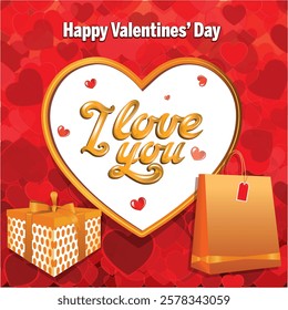 Begin by expressing your love with this elegant Valentine's Day card, featuring bold 3D script and heart illustrations an unforgettable design that speaks sophistication and warmth in any professional