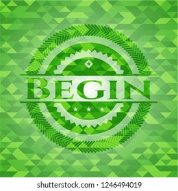 Begin green mosaic emblem