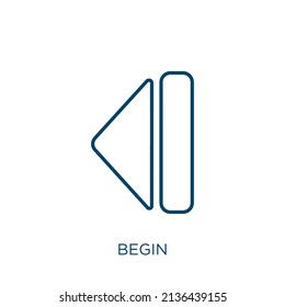 begin icon. Thin linear begin outline icon isolated on white background. Line vector begin sign, symbol for web and mobile