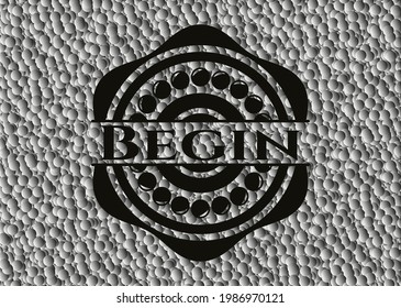 Begin retro style black emblem with grey bubbles background. Vector Illustration. Detailed. 