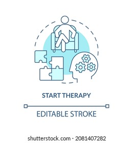Begin therapy concept icon. Recover after abuse. Quit toxic relationships. Professional mental help abstract idea thin line illustration. Vector isolated outline color drawing. Editable stroke