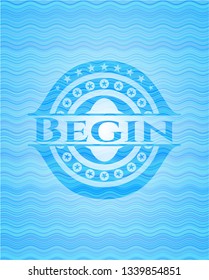 Begin water concept style emblem.