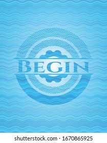 Begin water style emblem. Vector Illustration. Detailed.