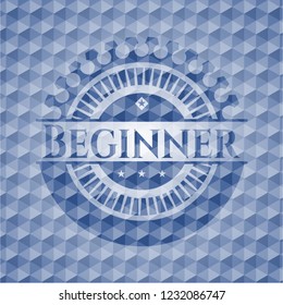 Beginner blue badge with geometric background.
