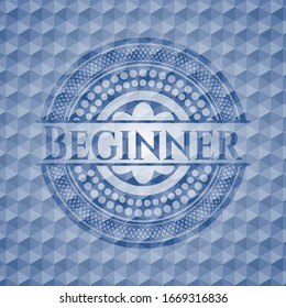 Insignia hexagonal azul principiante. Ilustración vectorial. Detallado.