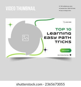 Beginner learning path tips video thumbnail banner design template, fully editable vector eps 10 file format