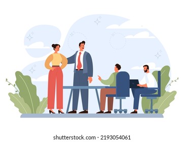 Beginner or newbie concept. New employee starting a career, project or task. Inexperienced character trying something new, with lots of qestions. Flat vector illustration