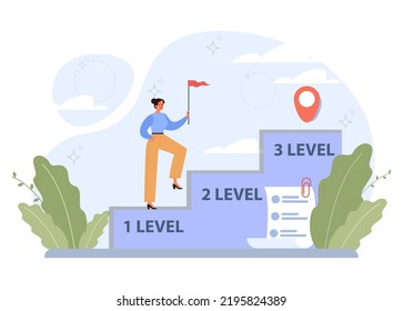 Beginner or newbie concept. New employee starting a career, project or task. Inexperienced character trying something new, with lots of qestions. Flat vector illustration
