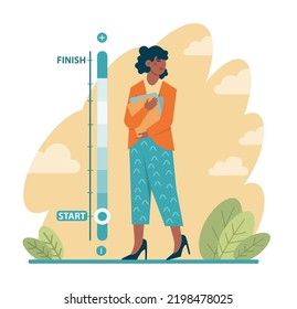 Beginner or newbie concept. New employee starting a career, project or task. Inexperienced character trying something new, with lots of qestions. Flat vector illustration