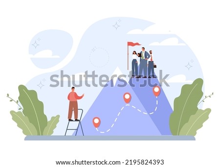 Beginner or newbie concept. New employee starting a career, project or task. Inexperienced character trying something new, with lots of qestions. Flat vector illustration