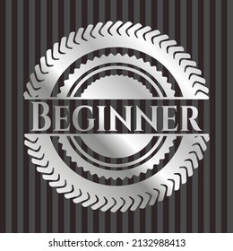 Beginner silver emblem. Vector Illustration. Mosaic. 
