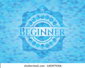 Beginner sky blue emblem with mosaic background