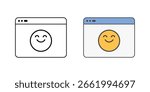 Beginner-friendly UI icon showing a smiley face on a screen, perfect for intuitive apps, elder-friendly tech interfaces, and easy navigation systems.