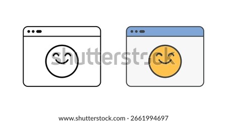 Beginner-friendly UI icon showing a smiley face on a screen, perfect for intuitive apps, elder-friendly tech interfaces, and easy navigation systems.