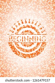 Beginning abstract orange mosaic emblem