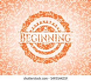 Beginning abstract orange mosaic emblem
