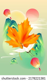 Beginning of autumn festival, autumn maple leaves fall down, vector illustration