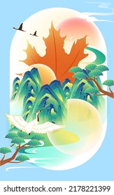 Beginning of autumn festival, autumn maple leaves fall down, vector illustration
